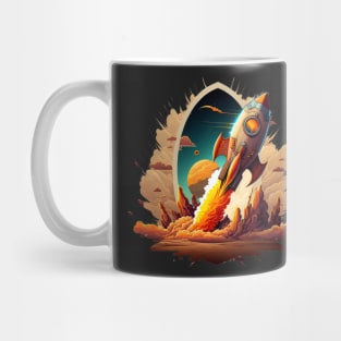 Space Rocket cartoon style Mug